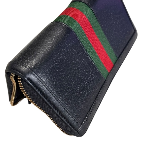 Genuine Gucci Web Ophidia black leather zip around wallet organizer - Picture 6 of 16